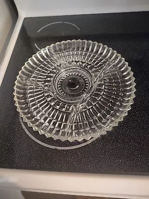 Vintage Clear Glass Divided Relish Vegetable Dish - Image 1 of 4