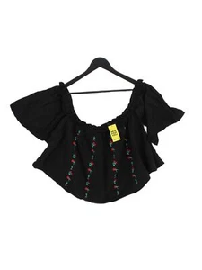 Topshop Women's Top UK 12 Black Linen with Polyester, Viscose Basic - Picture 1 of 5