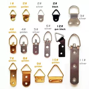 25/100pcsTriangle D-Ring Picture Photo Oil Painting Frame Wall Hook Hanger Screw - Picture 1 of 13