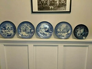 4 Vintage Currier & Ives Decorative Plates Country Winter Plus Georg Jenson 1973 - Picture 1 of 8
