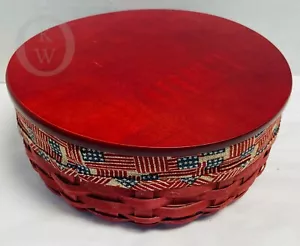 Longaberger 2007 Set Cesto Portaoggetti Tondo 9"*ROSSO*Coperchio*Contenitore Alimenti* Completo - Foto 1 di 5