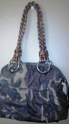 B. Makowsky Caroline Camouflage & Bronze Leather Satchel Shoulder Bag EUC! $207 - Image 1 of 4