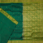 Verde Vintage 100 Pura Seta Sari Cucito A Mano Zari Confine 46M Craft Tessuto