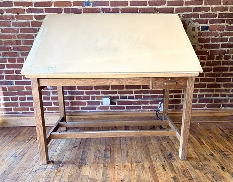 Antique Hamilton Oak Mid Century Drafting Table Desk Cover