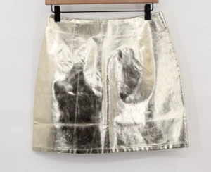Idem Ditto Women's High Waisted A-Line Metallic Gold Foil Skirt Size M Cocktail - Picture 1 of 4