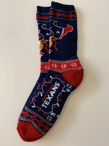 Houston Texans Ugly Sweater Holidays Adult Socks-1 Pair-Large New Free Ship (R) Cover
