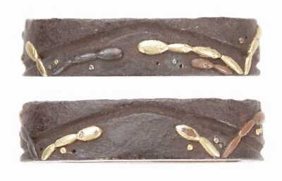 Antique Japanese Iron Fuchi Gold Shakudo Copper Plants Koshirae Katana Tsuka Old - Image 1 of 4