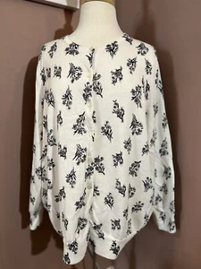 Lands End Cardigan Sweater Womens Size 3X Supima Cotton Floral Print - Picture 1 of 8