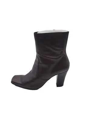 Nine West Women's Sz 8M Zippers Leather Square Toe Brown Bootie Boots - Image 1 of 4