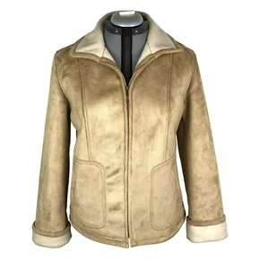 Giacca Jacket Women's Small Vintage 90s Y2K Faux Suede Brown Tan Soft - Picture 1 of 9