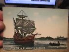 O9 Old MASSACHUSETTS Postcard Plymouth Harbor Maylfower Lands Pilgrims Sail boat