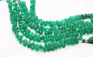 AAA Natürlicher Grüner Onyx 6x4 mm bis 7x5 mm Träne Tropfen Facettiert Lose Edelstein Perlen - Bild 1 von 5