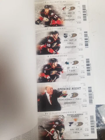 ANAHEIM DUCKS SEASON TICKET STUBS 2014-15 PERRY GETZLAF NASH MANSON KANE SELANNE Cover