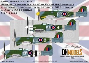 Hawker Typhoon Mk.Ib Numbers & Insignia Paint Mask Set 1/24 DN Models
