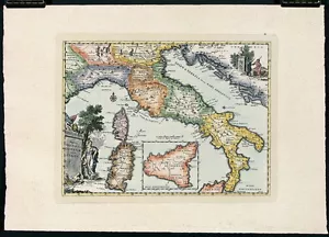 ALBRIZZI Mid 20thC c1950s-60s Repro Map MAPA GEOGRÁFICO GENERAL DE ITALIA - Imagen 1 de 1