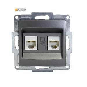Gunsan Visage Datenbuchse 2-fach CAT6 Internet Netzwerk Dose Dunkelsilber 157170 - Bild 1 von 1