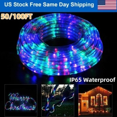 50/100FT Waterproof LED Rope Light 4-Lighting Mode Lights Flexible with Remote - Image 1 of 4