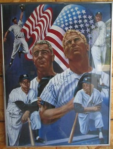 Star 'n Stripes - Robert Stephen Simon Lithograph - Signed Mickey Mantle & Joe D - Picture 1 of 4