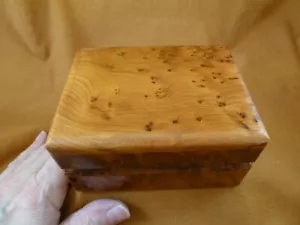 (BOX-501) large BURL BOX hinged Thuya Wood African carved carving Morocco Exotic - Picture 1 of 2