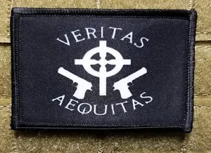 Veritas Aequitas Black Patch 2x3 Catholic Celtic Cross Crucifix - Picture 1 of 3