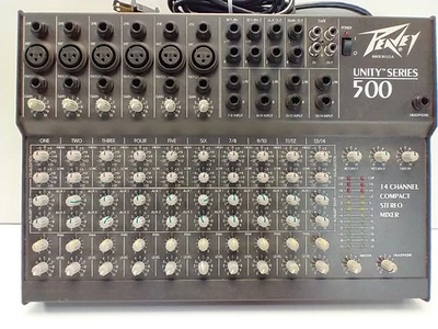 Peavey Unity Series 500 Mixer - 14 Channel Compact Stereo Mixer Black USA Made - Image 1 of 4