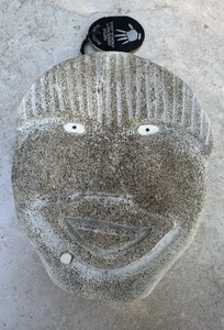 Ureinwohner Alaskas Inuit INUPIAT GESICHTSSKULPTUR versteinert geschnitzte Maske signiert - Bild 1 von 6