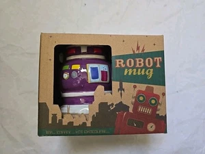 Neuheit Roboter Tasse Kaffee Tee Tasse Retro Geek Funky Box Geschenk Keramik lila - Bild 1 von 6