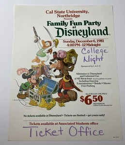 1981 Disneyland Family Fun Party Flyer Display Pirates Of The Caribbean 8.5x11” - Picture 1 of 4