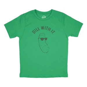 Youth Dill With It T Shirt Funny Pickles Deal With It Vegetable Joke Tee for - Picture 1 of 7
