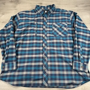 Alaskan Hardgear Duluth Trading Hemd Herren 3XL blau kariert Knopfleiste Reißverschlusstasche - Bild 1 von 6