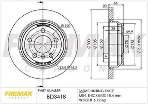 Brake Disc BMW 3 (F30, F80) 330 e BD-3418 - Picture 1 of 2