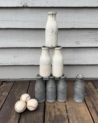 7 Botellas de Leche Antiguas de Juego de Carnaval - 2 Pesadas - Buenas - Ver Descripción Foto 1 de 4