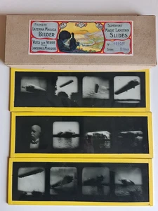 9 x GBN Bing Glasbilder 3 x Streifen Konvolut in Box: Laterna Magica: ZEPPELIN - Bild 1 von 14