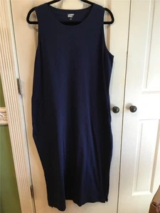 LANDS END KLEID ÄRMELLOS MARINEBLAU TASCHEN VORNE GRÖSSE LP PETITE L 14-16 Strand - Bild 1 von 9