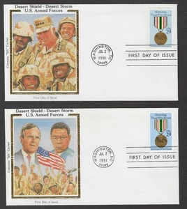#2551 29c Desert Shield &Desert Storm- Set of 2 Colorano "Silk" FDCs - Picture 1 of 2