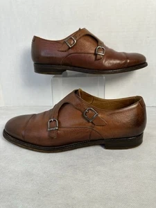 Doucals Men's Brown Double Monk Strap Italian Leather Dress Shoes Size 42/9 - Picture 1 of 13