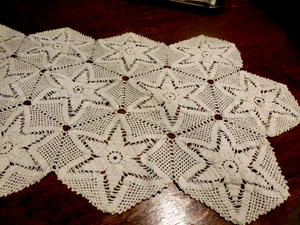 Vtg Crocheted Table Runner Handmade Extra Long  86x18" Off White  Nice - Picture 1 of 6