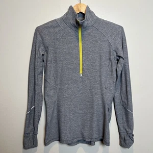 Lululemon 1/2 Zip Pullover Race Your Pace Gray Yellow Rulu 2-Way Zipper Size 10 - Picture 1 of 9