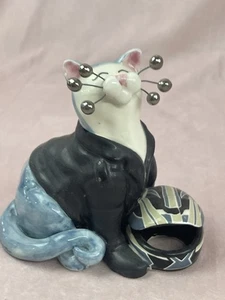 2004 WhimsiClay Cat By Amy Lacombe Lou #86135 Motorcycle Helmet - Picture 1 of 7