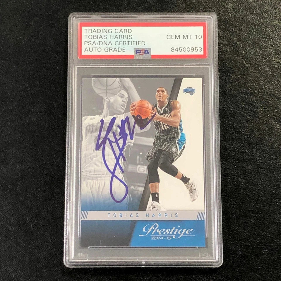 2014-15 Panini Prestige #34 Tobias Harris Signed Card AUTO 10 PSA Slabbed Magic - Image 1 of 2