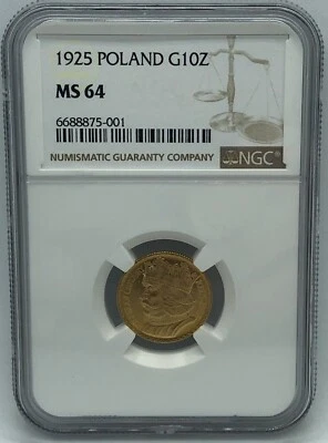 Polonia 1925 oro 10 zlotych NGC MS 64 Foto 1 de 2
