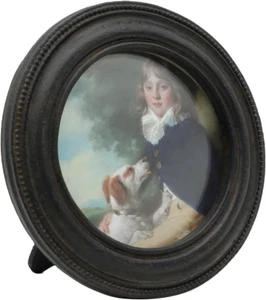3x3 Small Vintage Round Picture Frame, Mini Antique Black Grey Ornate Circle ... - Picture 1 of 12
