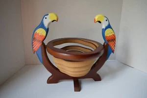 PLANTA/FRUTERO DE MADERA EXPANDIBLE CON LOROS A LOS LADOS - NUEVO EN CAJA - Imagen 1 de 5