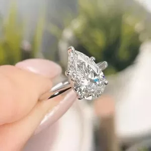 2.50 Ct Pear-Cut Moissanite Women's Engagement Rings 14K White Gold Plated - Picture 1 of 4