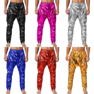 Pantalones metálicos brillantes para hombre gimnasia ballet danza pantalones atléticos harén pantalones para sudar - Imagen 1 de 55