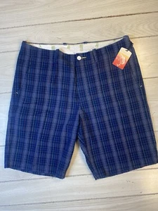 NWT Tommy Bahama Shorts Plaid Tencel Cotton Blue Size 36 - Picture 1 of 9