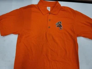 0730 NFL Team Apparel CLEVELAND BROWNS ELF Logotipo Fútbol Polo Camisa NARANJA NEGRA - Imagen 1 de 4