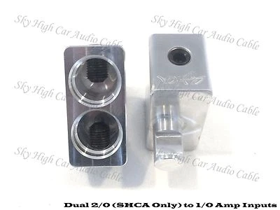 Pair of Sky High Car Audio Dual 2/0 Gauge to 1/0 AWG Gauge Amp Input Reducers