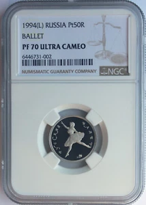 RUSSIA 1994 1/4 Oz. PLATINUM 50 ROUBLES, BALLERINA. NGC PF-70UCAM. - Picture 1 of 2