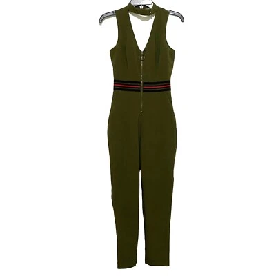 XOXO Choker Sleeveless Jumpsuit XS Olive Green - Image 1 of 4